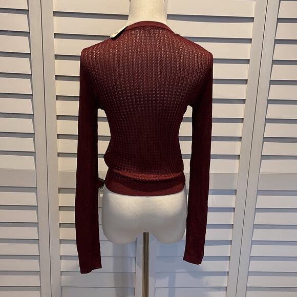 Free People NWT H20 Crew Pull Over Raw Garnet Knit Top - Picture 7 of 9
